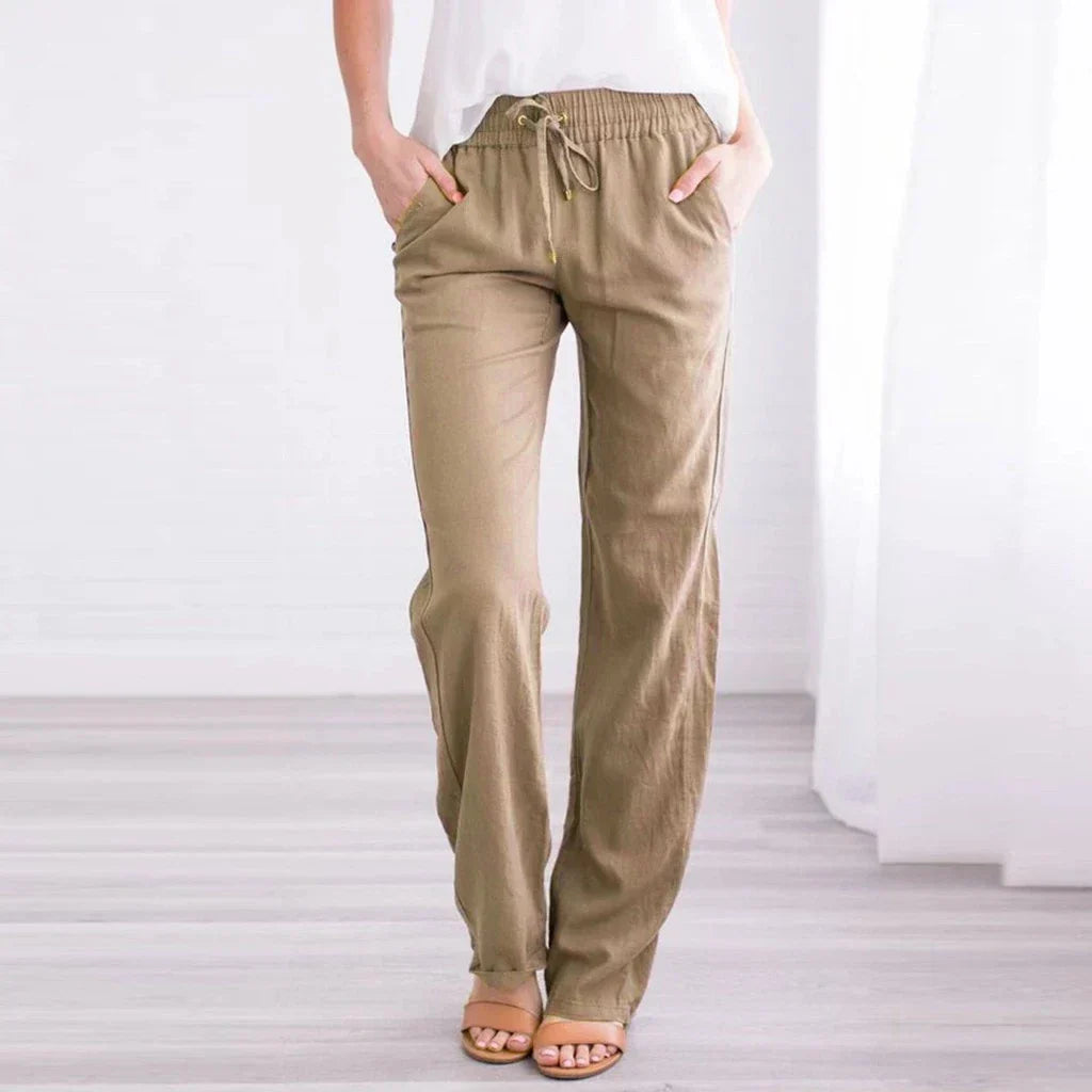 GR | Luftige Baumwoll Leinen Hose Für Damen