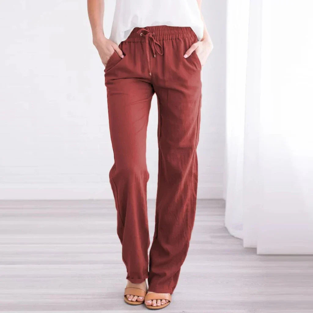 GR | Luftige Baumwoll Leinen Hose Für Damen