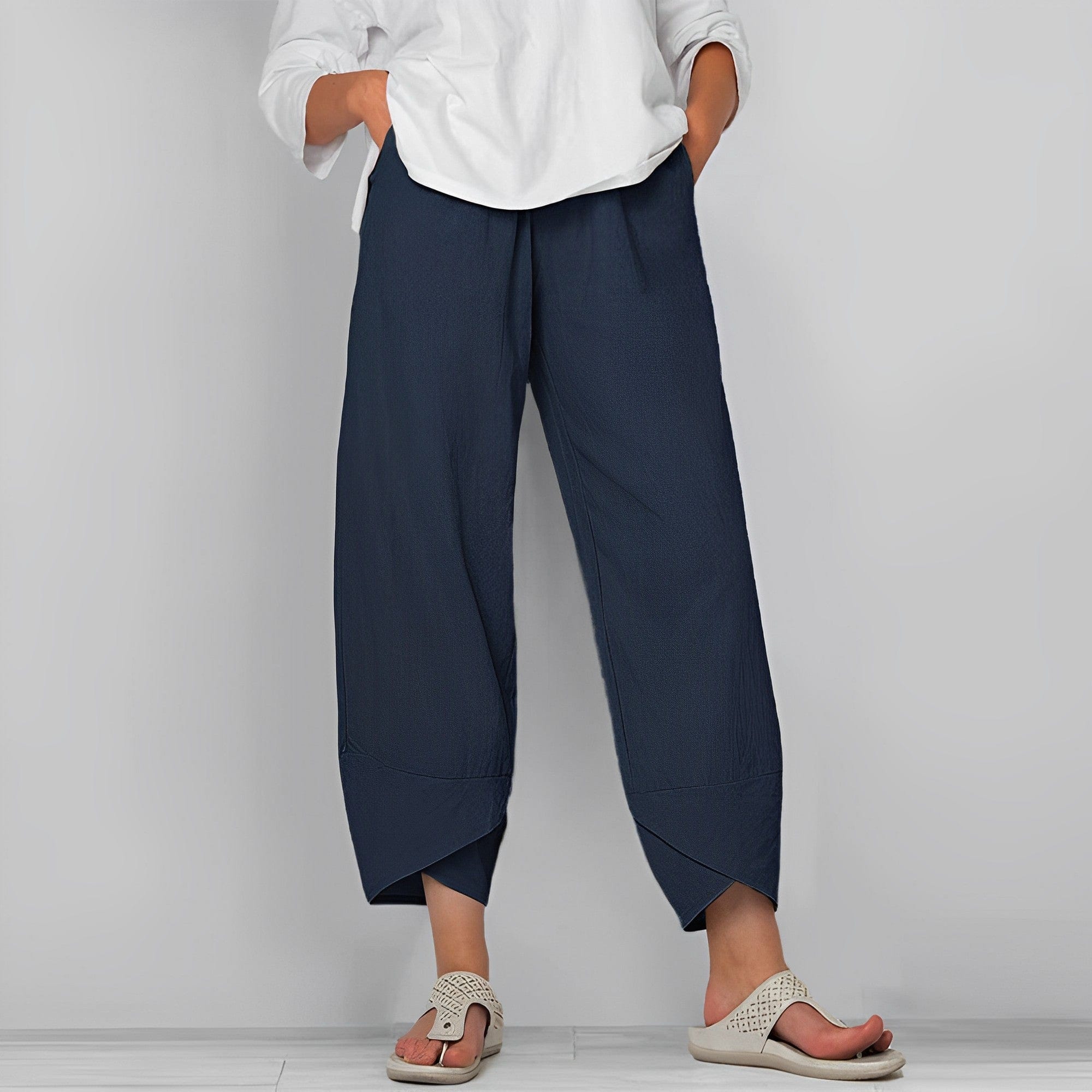 GR | Trendy Wide Asymmetrical Linen Trousers for Women