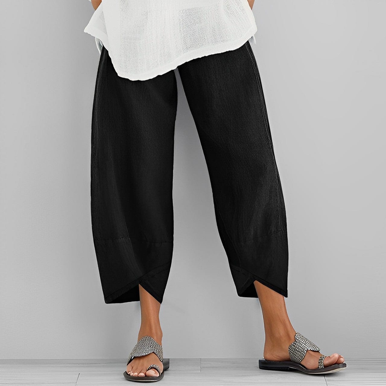 GR | Trendy Wide Asymmetrical Linen Trousers for Women