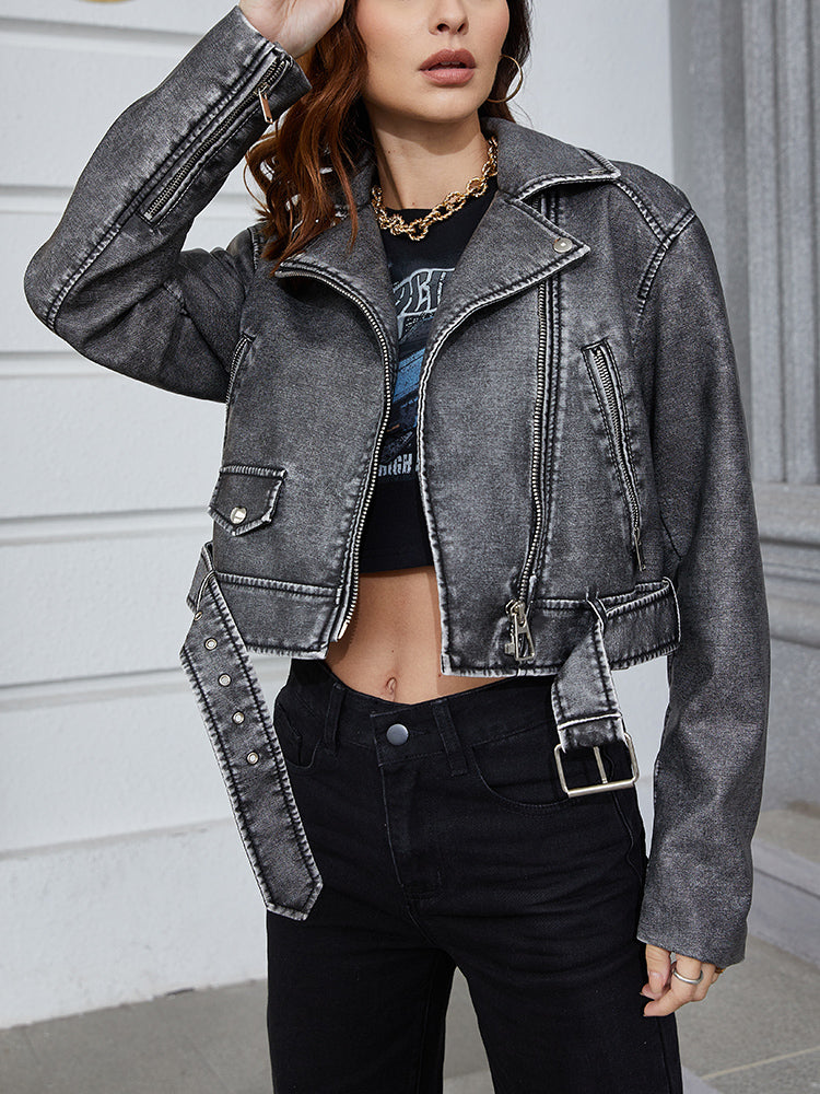 GR | Short, faded denim jacket | Alanaria