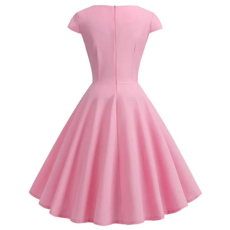 GR | Vintage summer dress with a large V-neck, loose fit and ruffles