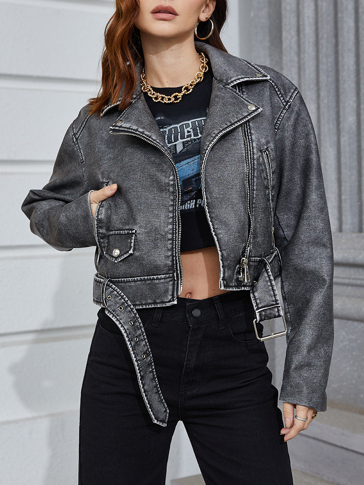 GR | Short, faded denim jacket | Alanaria