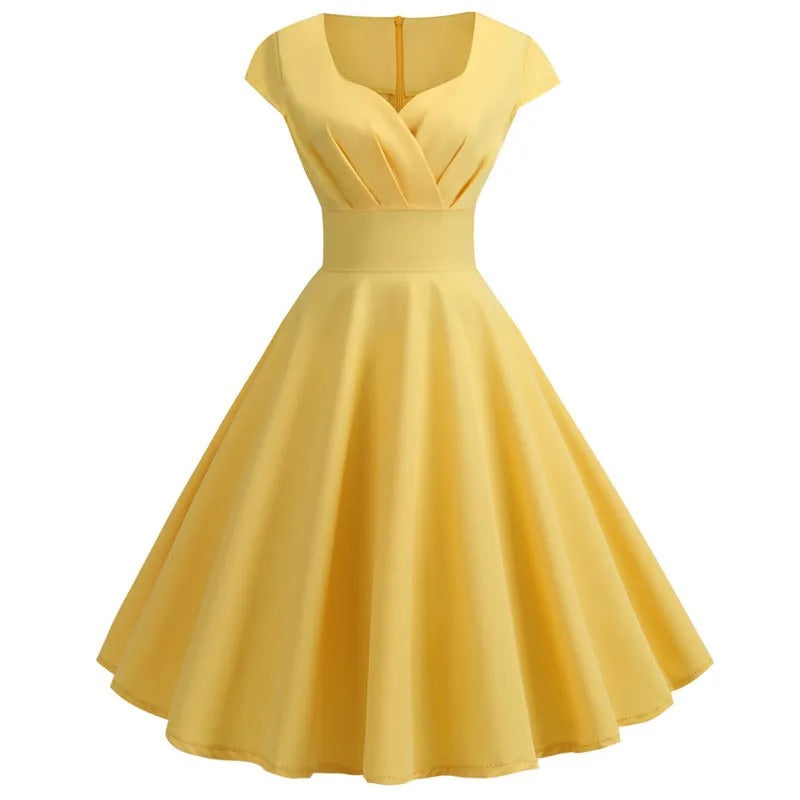 GR | Vintage summer dress with a large V-neck, loose fit and ruffles