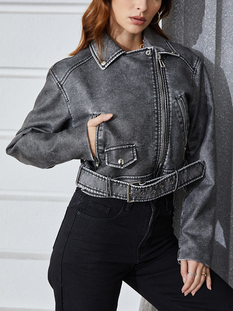 GR | Short, faded denim jacket | Alanaria