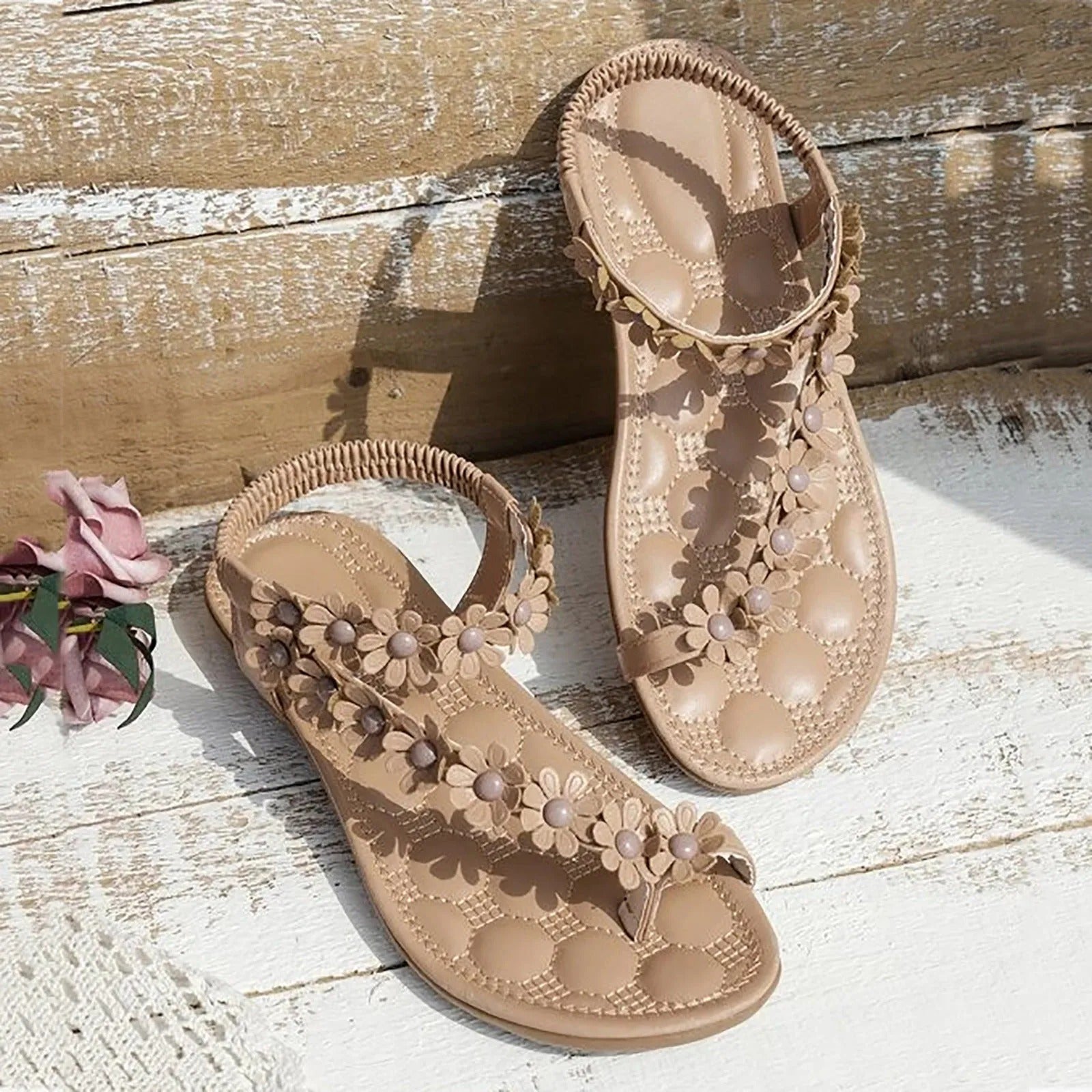 GR | Flat summer floral sandals