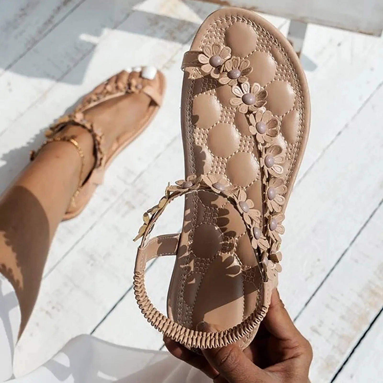 GR | Flat summer floral sandals