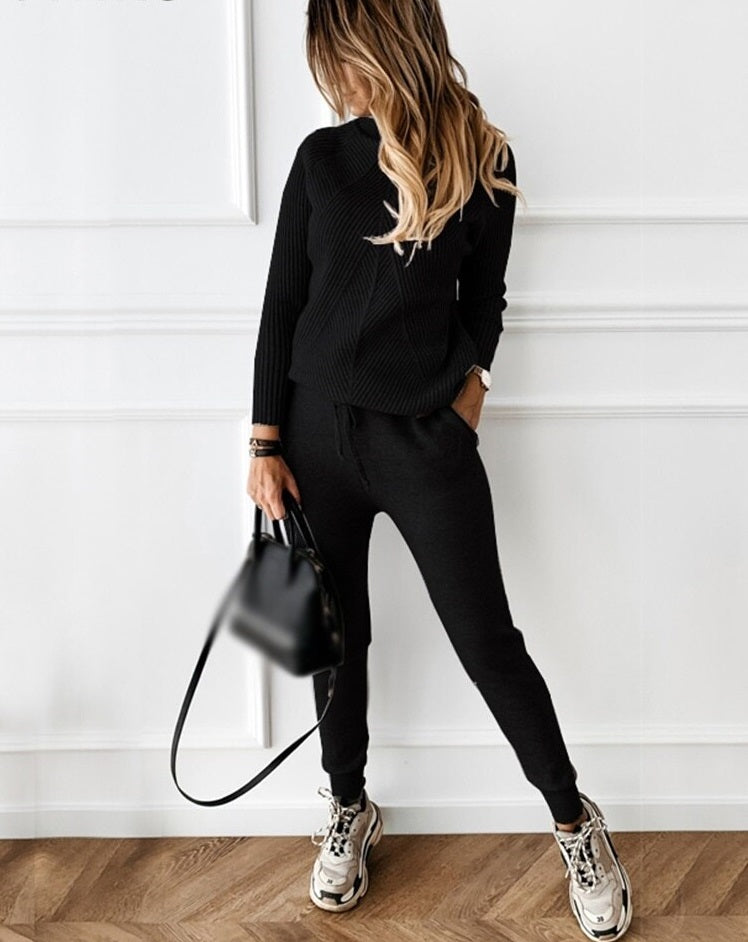 GR | Trainingsanzug Warm und trendy zweiteiliges Set für Damen mit Rollkragenpullover und Hose