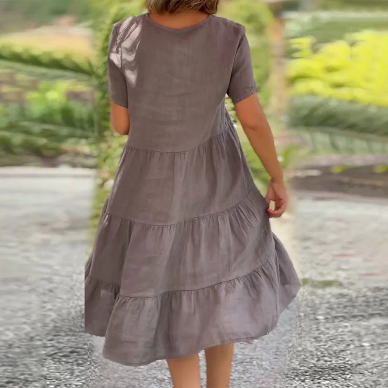 GR | V-ausschnitt Leinenkleid Für Damen