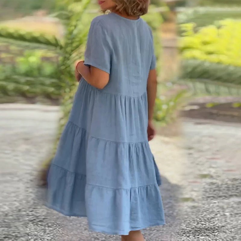 GR | V-ausschnitt Leinenkleid Für Damen