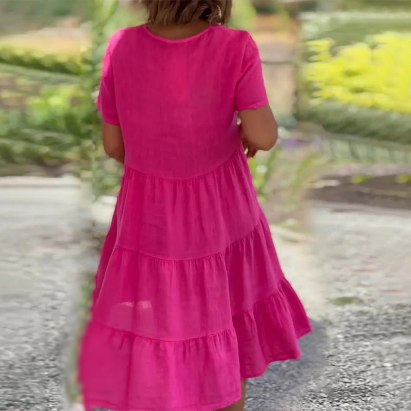 GR | V-ausschnitt Leinenkleid Für Damen