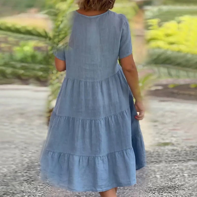 GR | V-ausschnitt Leinenkleid Für Damen