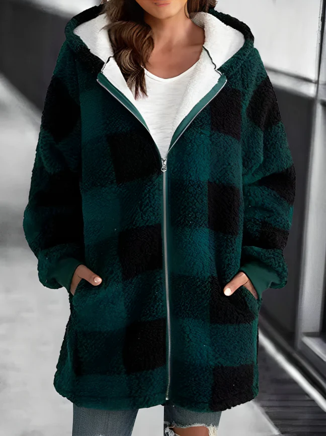 GR | Karo-Hoodie-Jacke Für Frauen