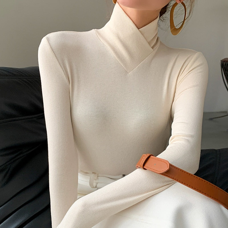 GR | Überlappender Rollkragenpullover für Damen - Warm und Elegant