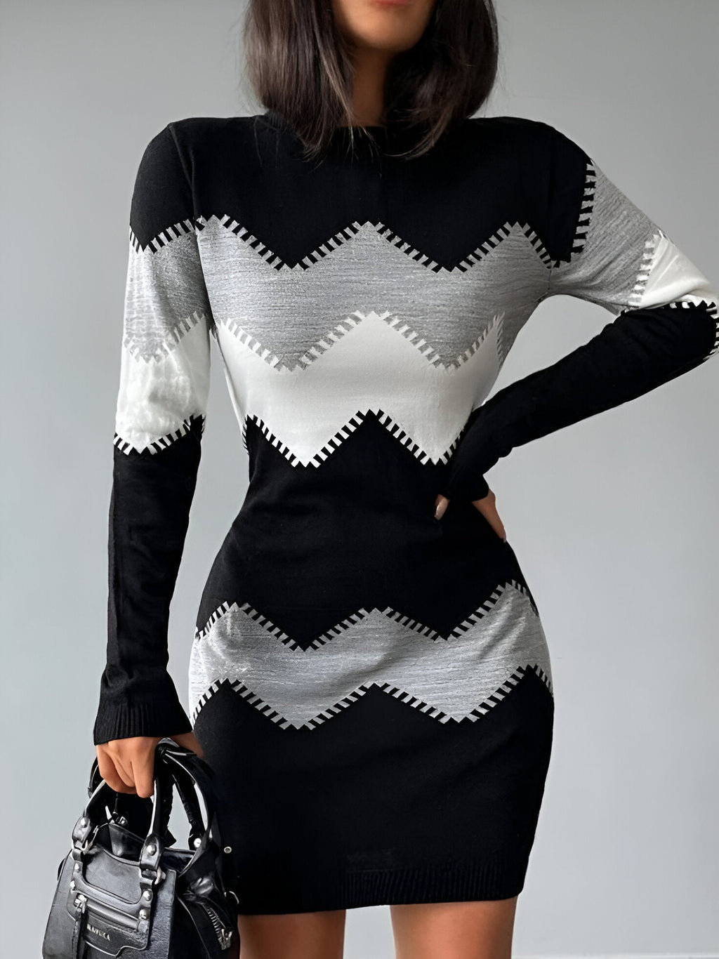 GR | gestricktes Bodycon-Minikleid Für Frauen