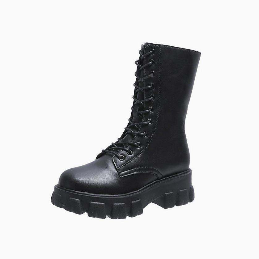 GR | Modern lace-up, zip-up, side-mounted, profiled sole, chunky heel, calf-high boots