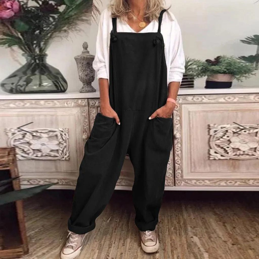 Jumpsuit made of loosely bound polyester and elastane