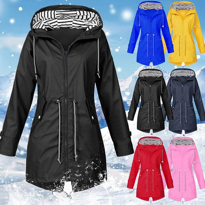 GR Stylish Waterproof Outdoor Rain Jacket with Hood for Women | Classic Style & Ideal for Outdoor Activities