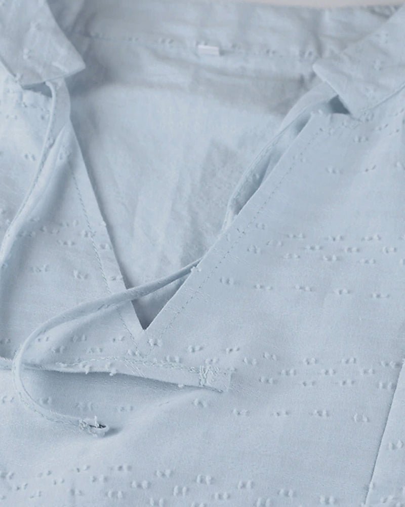 GR | Relaxed boho shirt dress with V-neck for women