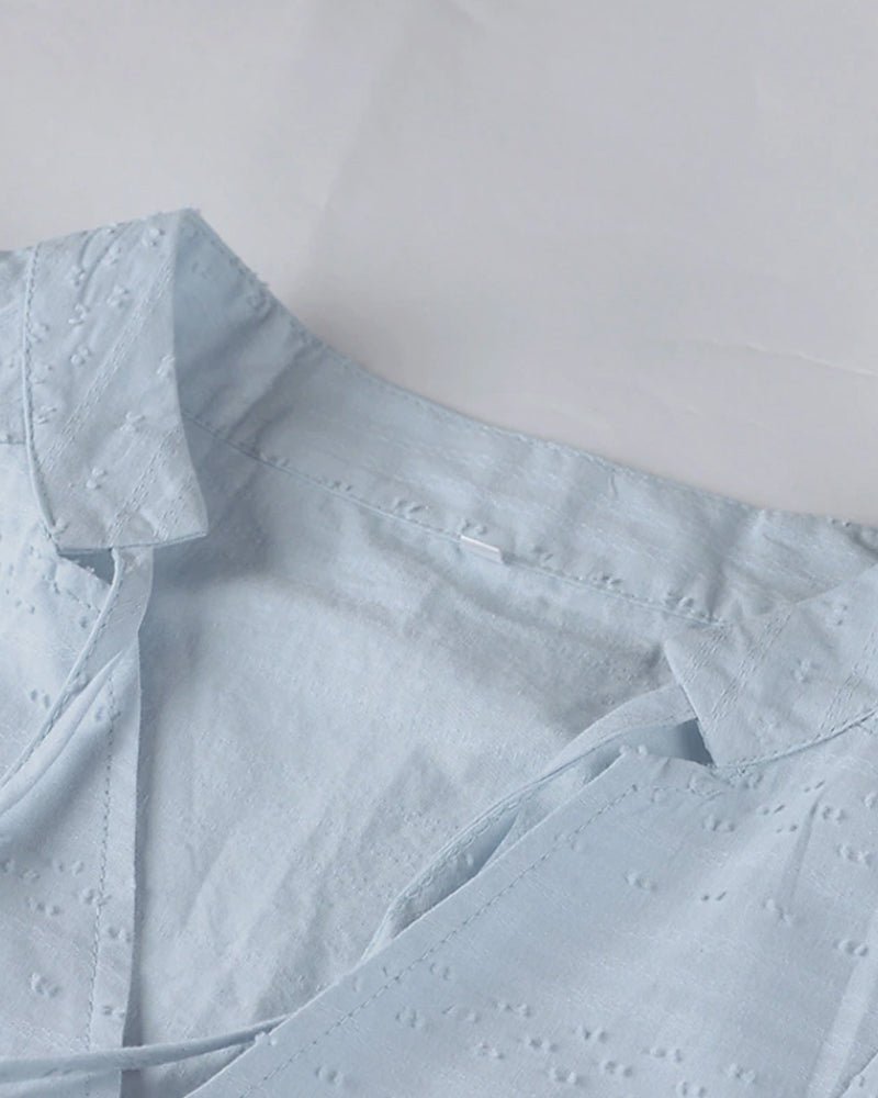 GR | Relaxed boho shirt dress with V-neck for women