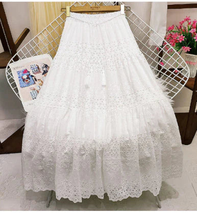 GR | Long cotton tiered skirt