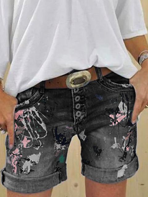 GR | Multi Knopf-Druck Denimshorts