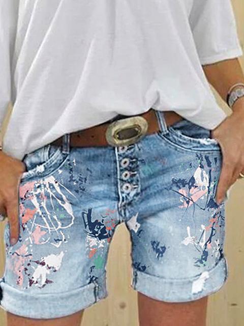 GR | Multi Knopf-Druck Denimshorts