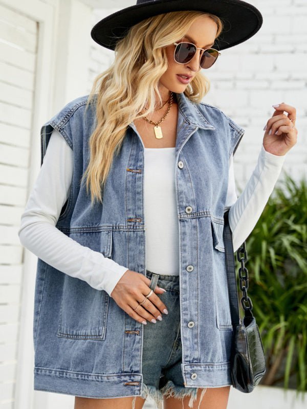GR | New denim vest, summer fashion trend, sleeveless denim vest 