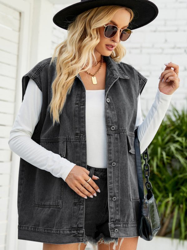GR | New denim vest, summer fashion trend, sleeveless denim vest 