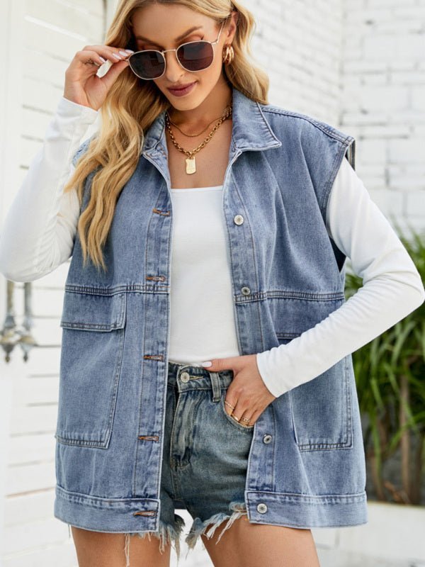 GR | New denim vest, summer fashion trend, sleeveless denim vest 