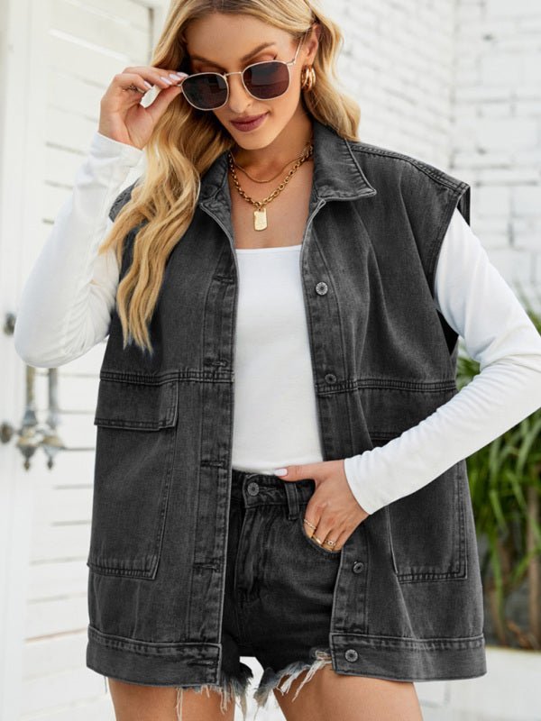GR | New denim vest, summer fashion trend, sleeveless denim vest 