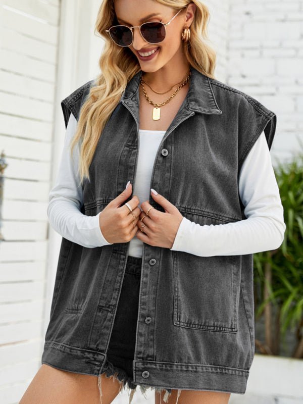 GR | New denim vest, summer fashion trend, sleeveless denim vest 