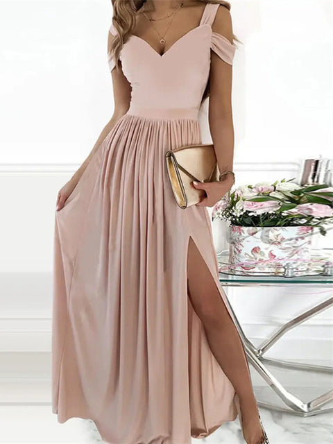 GR | Elegant Off-Shoulder Office Long Dress for Women