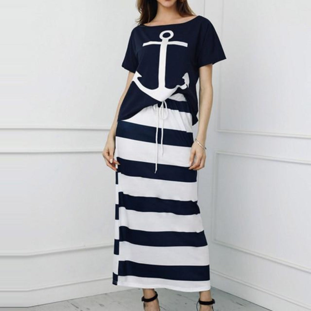GR | Off-Shoulder Top and Skirt Dress Batwing Sleeves