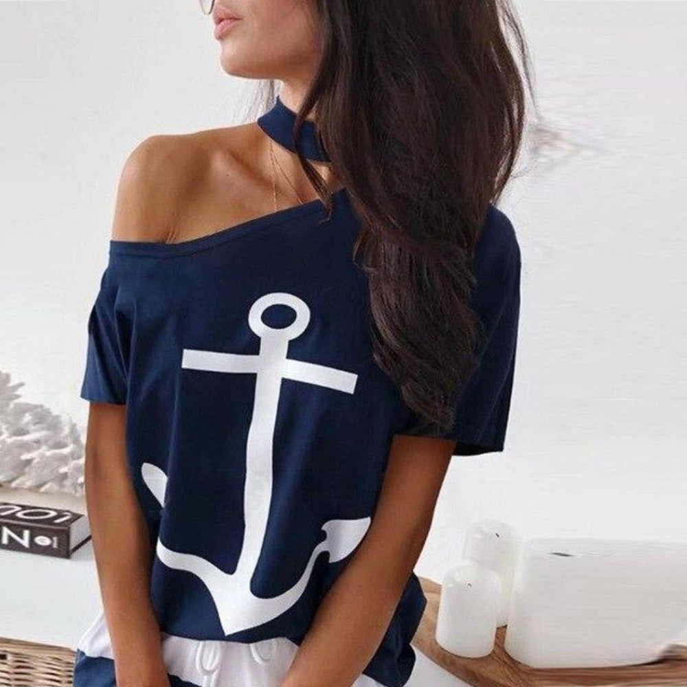 GR | Off-Shoulder Top and Skirt Dress Batwing Sleeves