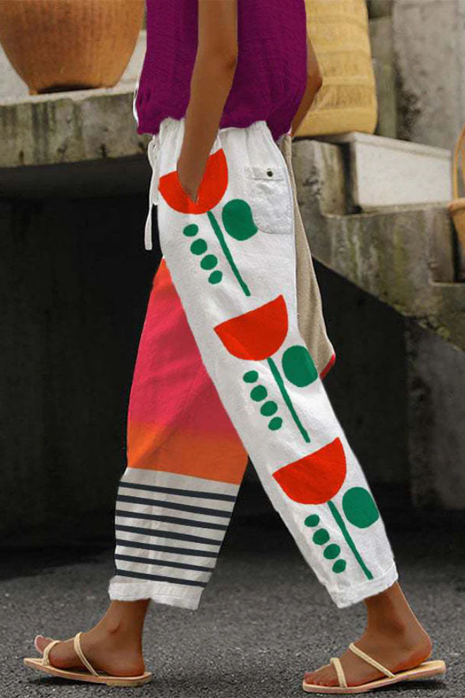 GR | Casual Unique Printed Button Pocket Pants