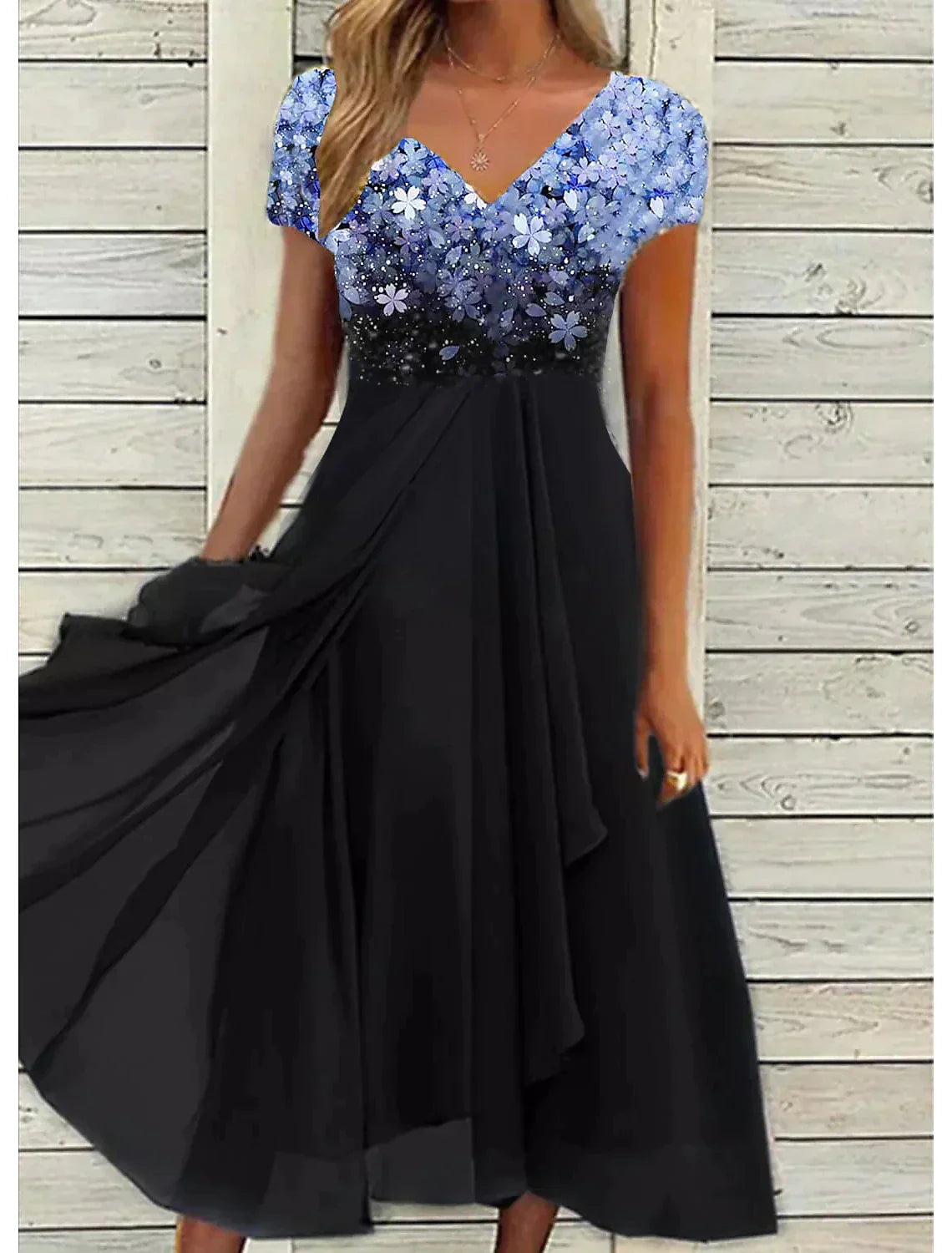 GR | Elegantes Midi Kleid mit Blumen-Spitze