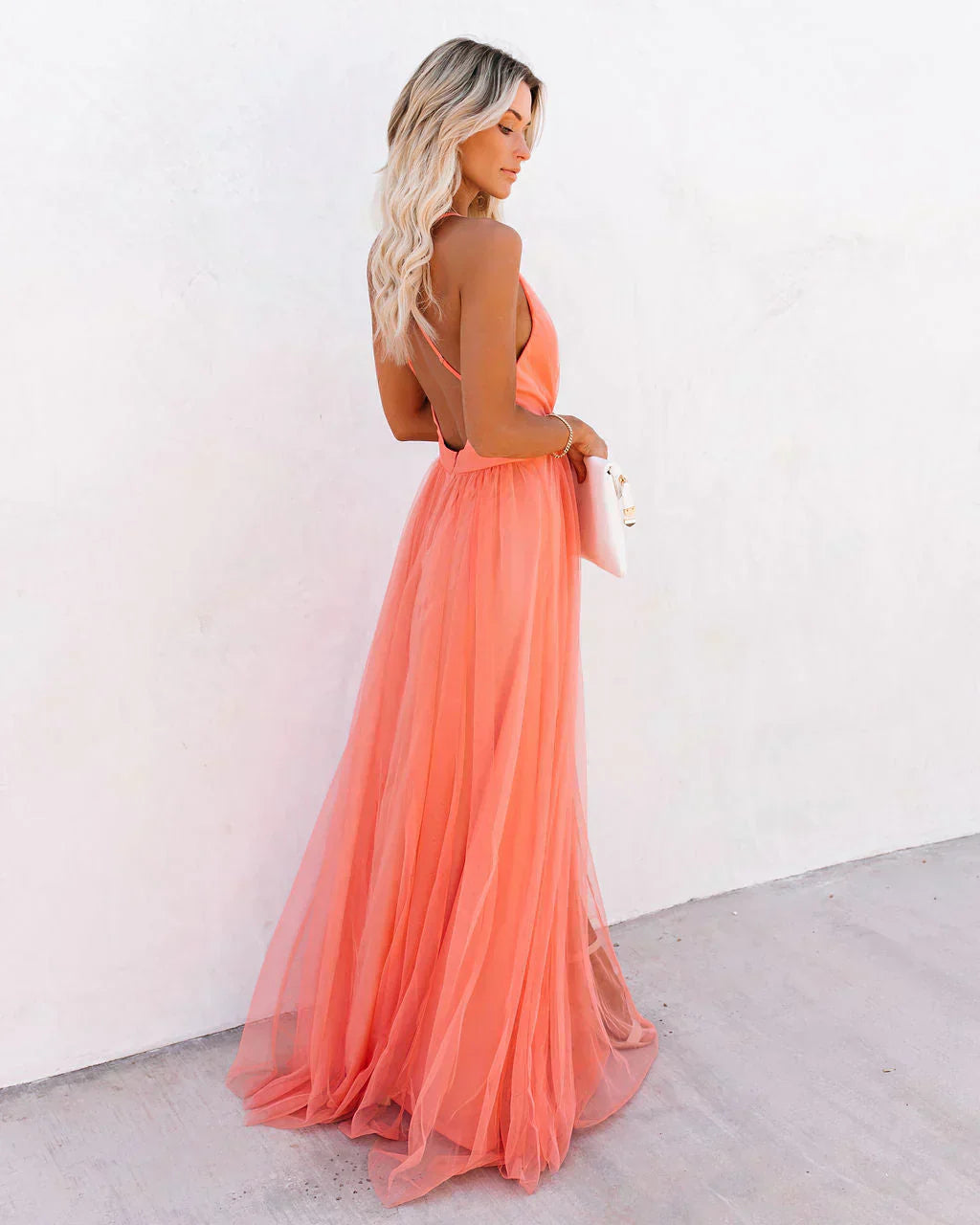 GR | Elegant orange strapless dress for women