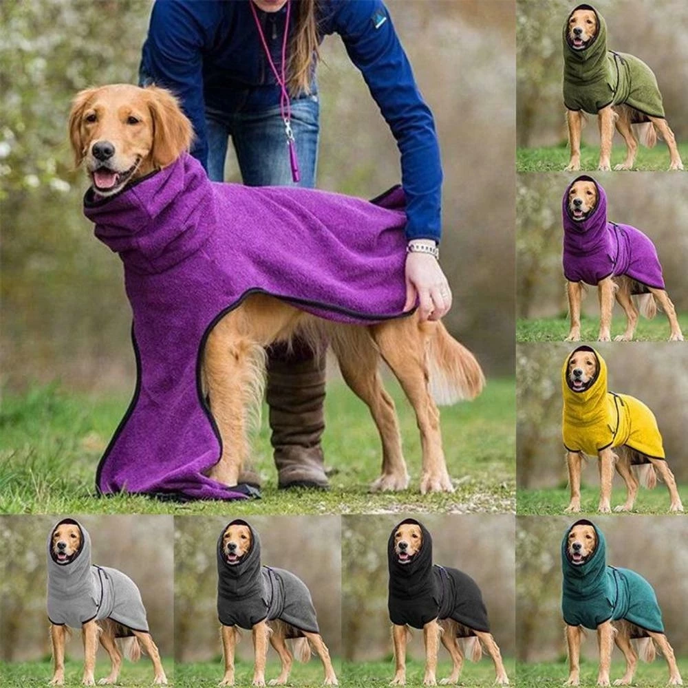 GR | Comfortable Warm Dog Towel Coat with Adjustable Buckle