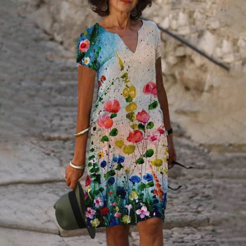 GR | Floral lightweight cotton dress for women