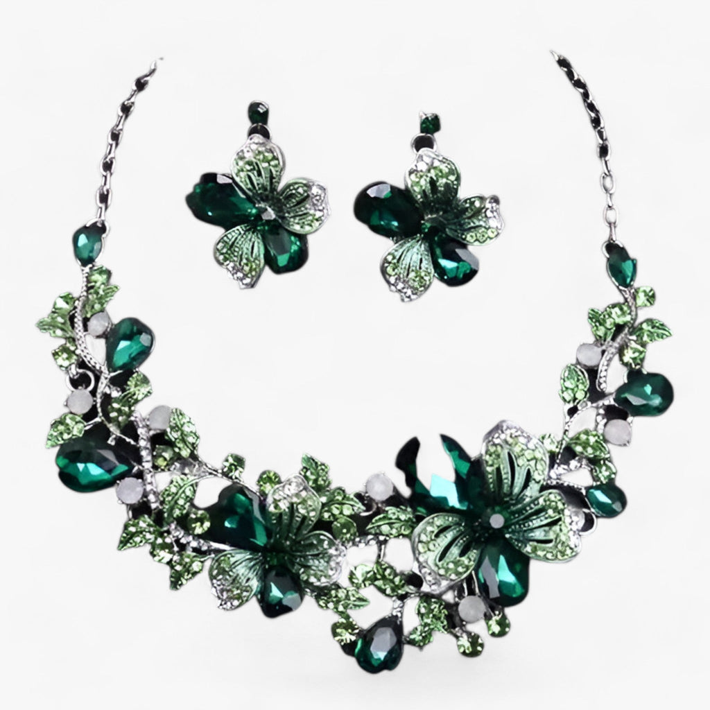 Bridal jewelry - Emphasize your beauty with an enamel flower necklace and earrings 