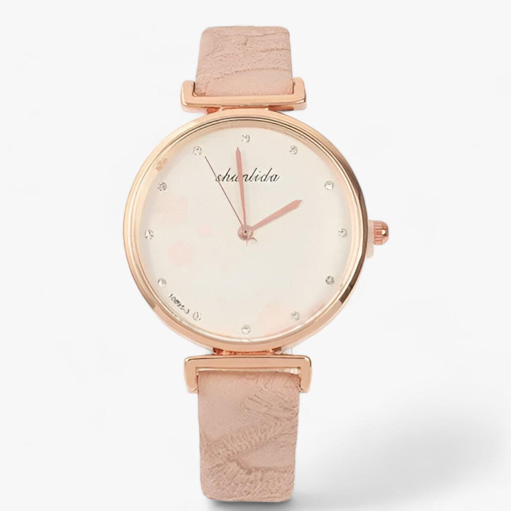 GR | Leather Strap Round Vintage Floral Watch For Women