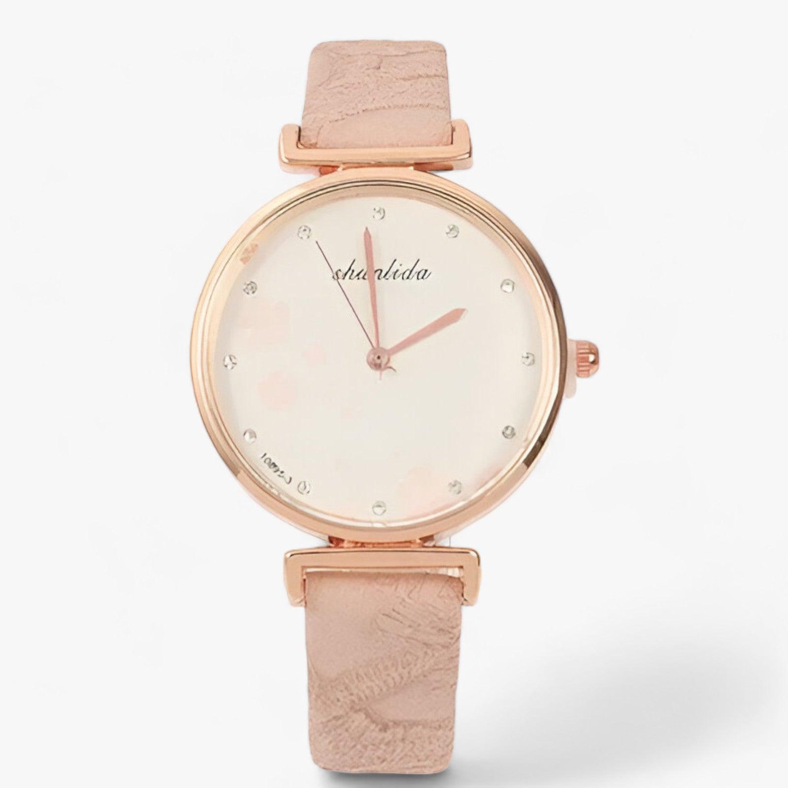 GR | Leather Strap Round Vintage Floral Watch For Women