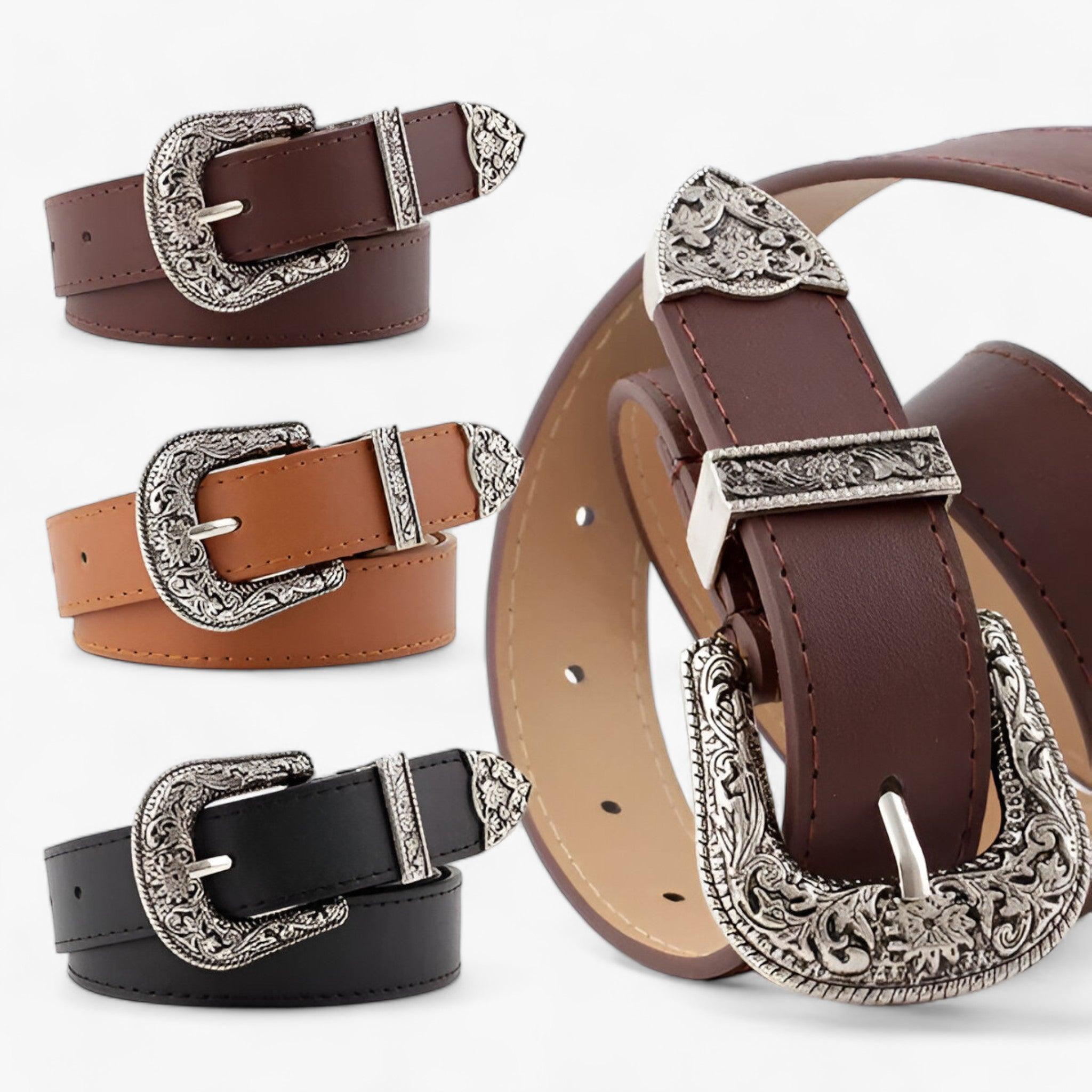 GR | Western Leather Belt Vintage Style & Durable Design For Women