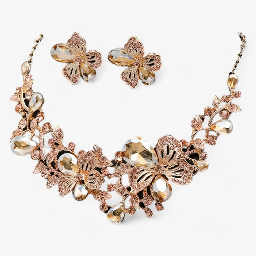 Bridal jewelry - Emphasize your beauty with an enamel flower necklace and earrings 