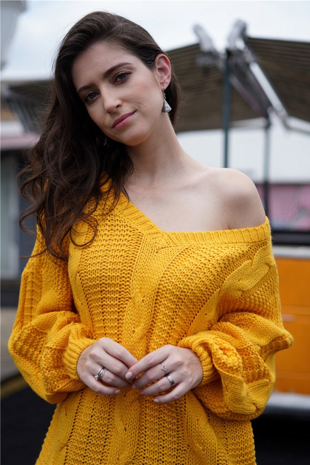 GR Simple cable knit loose sweatshirt