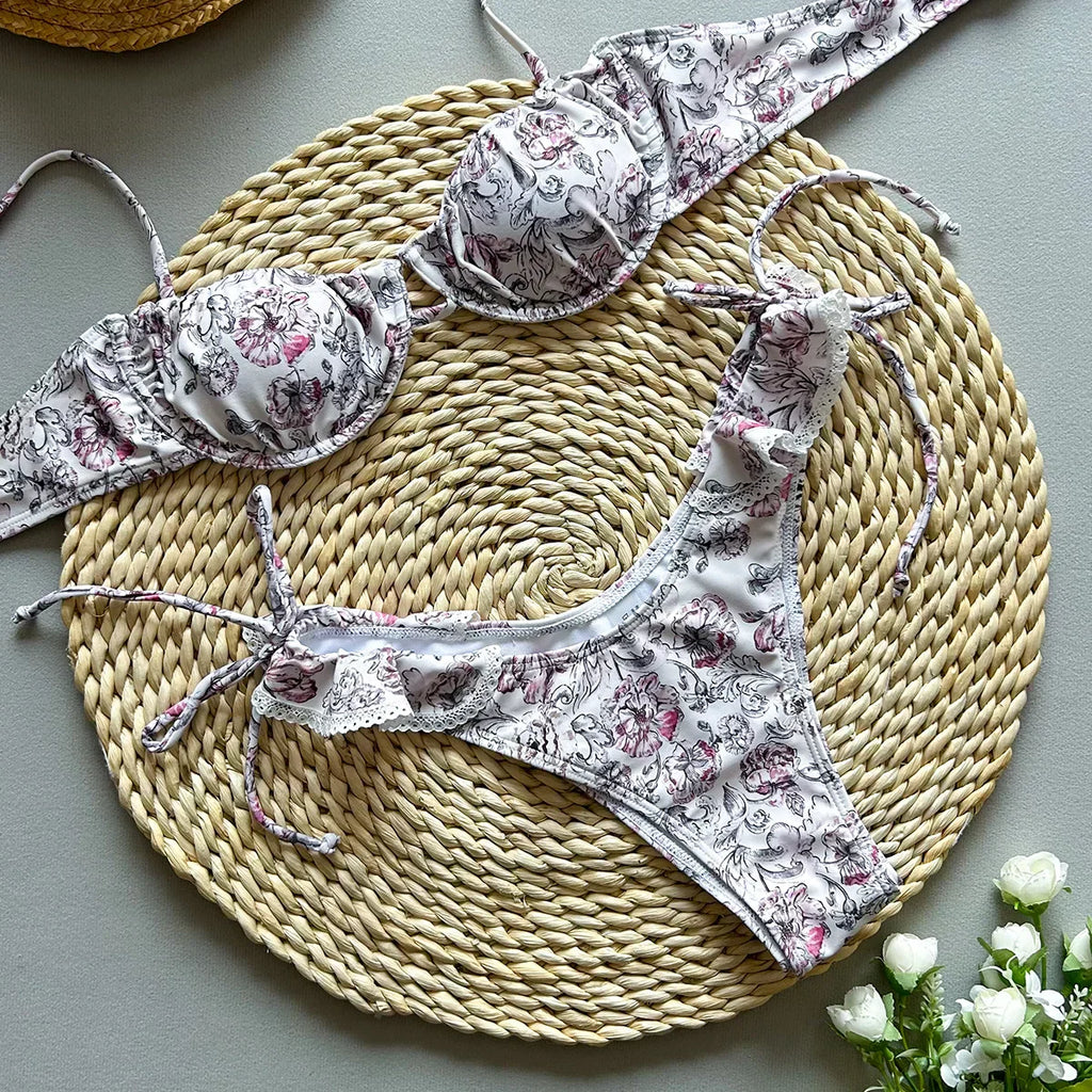 GR | Floral Print Push Up Bikini