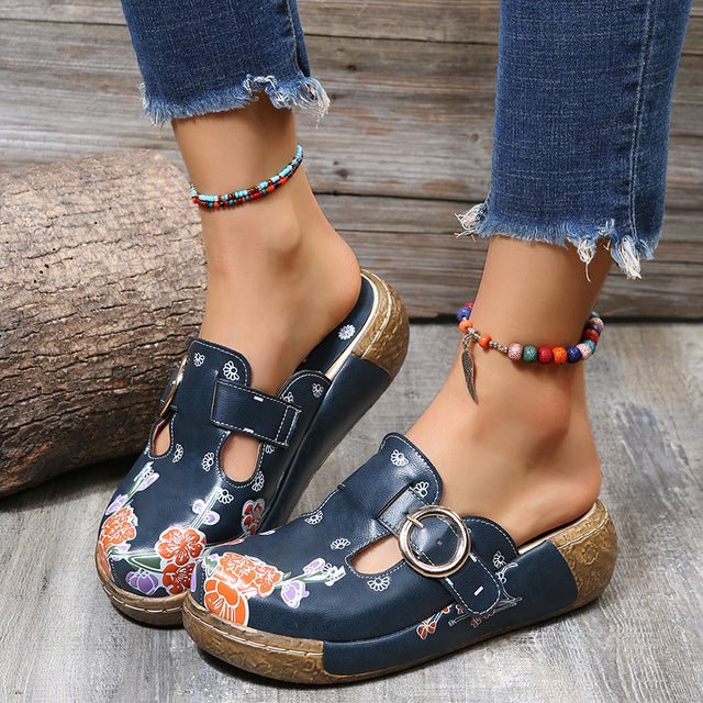 GR | Floral Slippers with Buckle