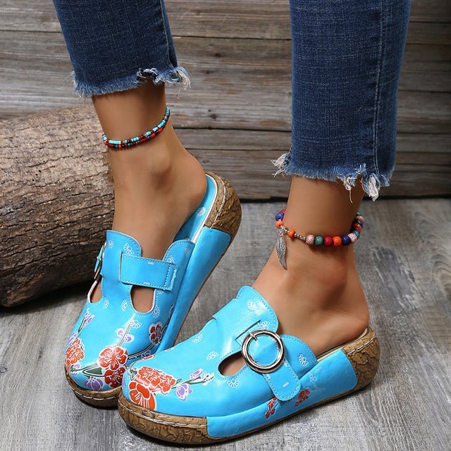 GR | Floral Slippers with Buckle