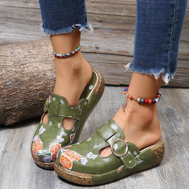 GR | Floral Slippers with Buckle